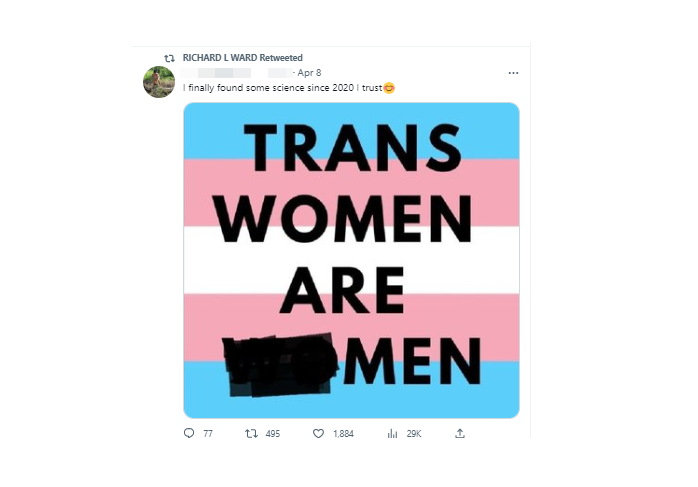 A screenshot of a tweet from Ward