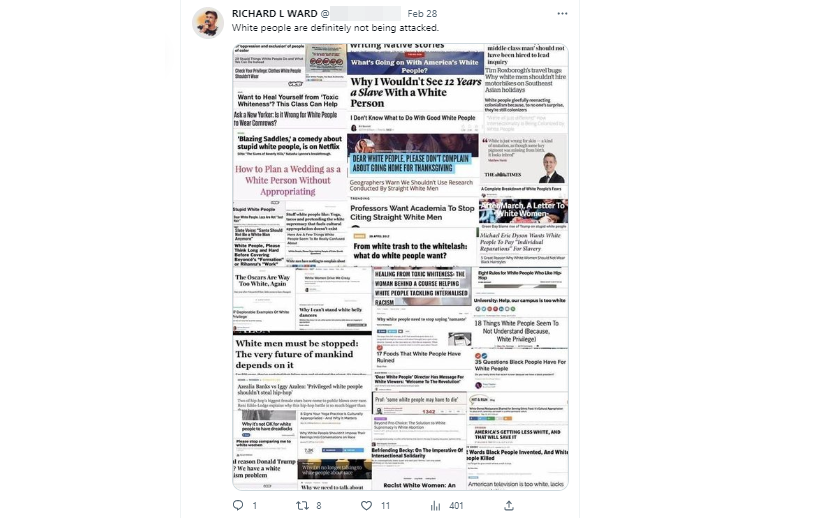 A screenshot of a tweet from Ward