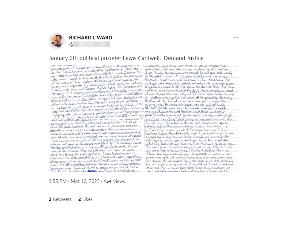 screenshot from Ward's Twitter