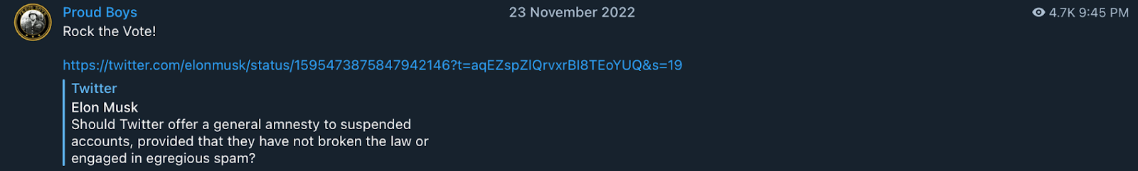 Proud Boys Musk poll