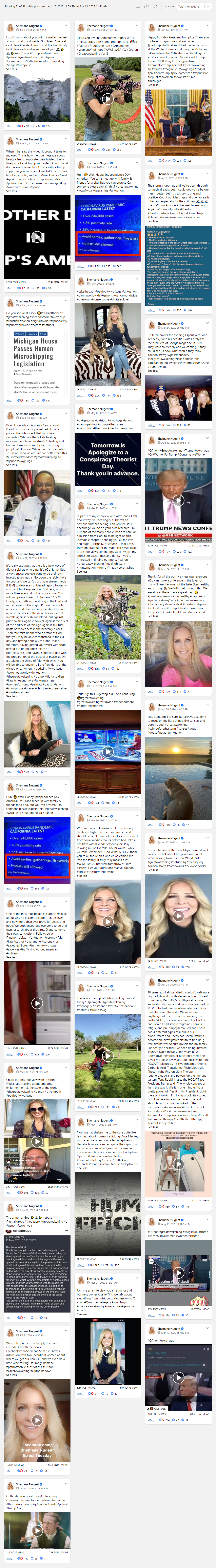Shemane Nugent QAnon posts