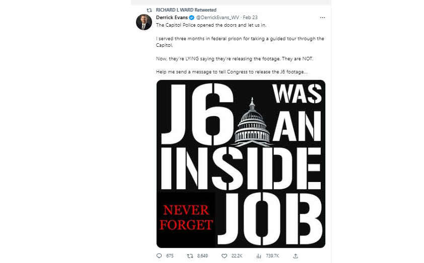 A screenshot of a retweet from Ward