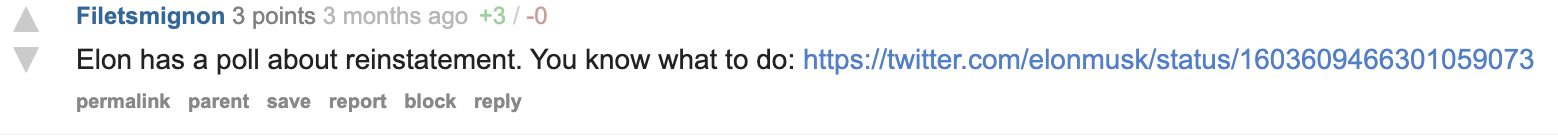 TheDonald Musk reporters poll response