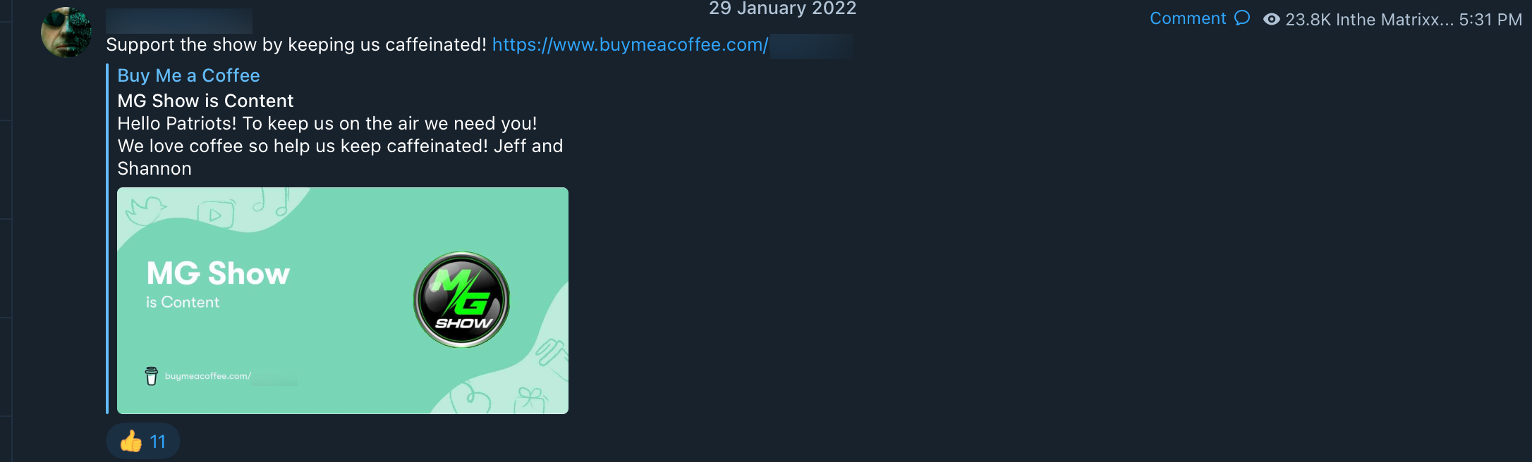 MG Show Buy Me A Coffee