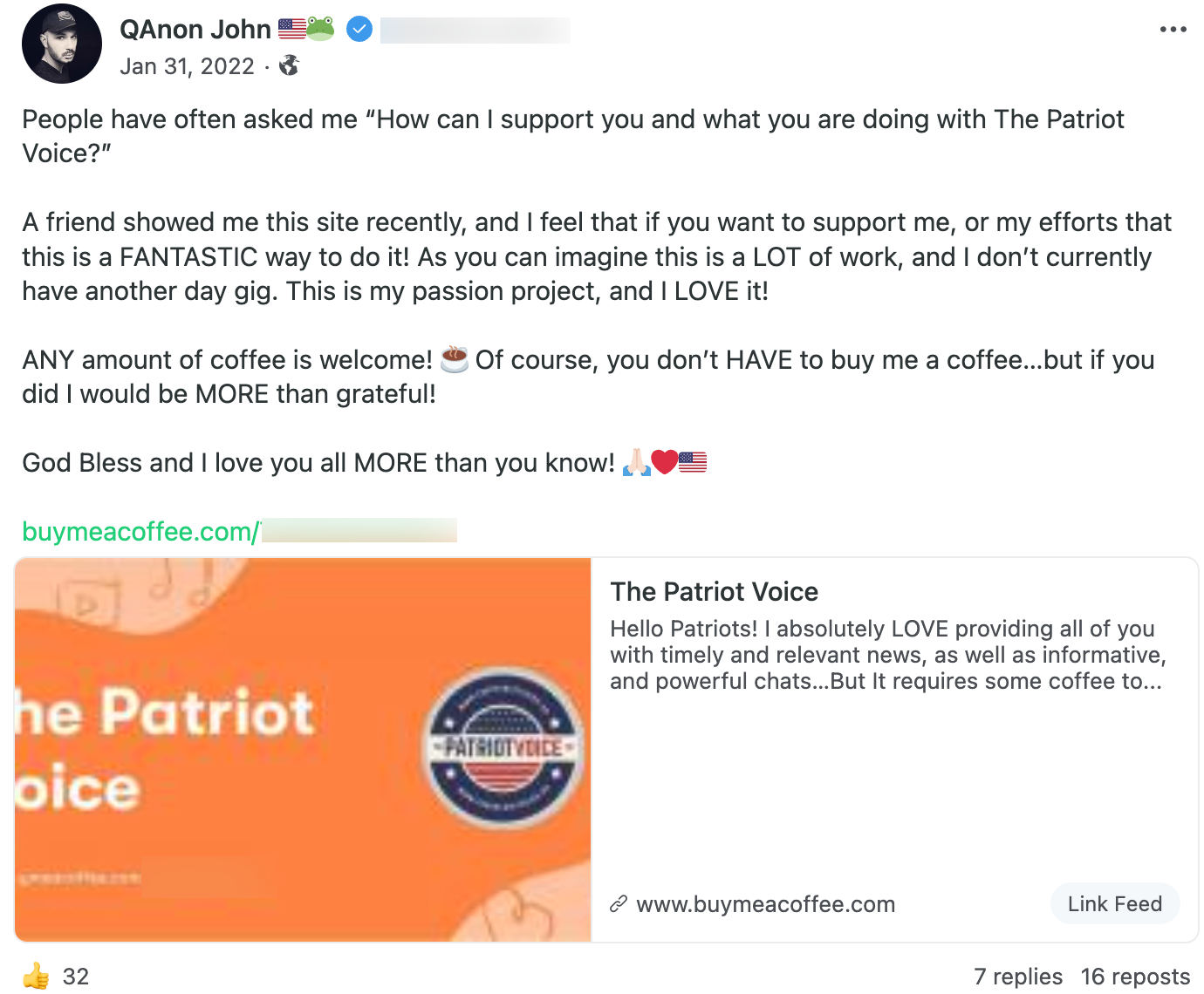 QAnon John Buy Me A Coffee