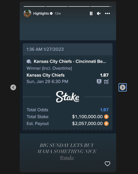 Drake gambling Stake