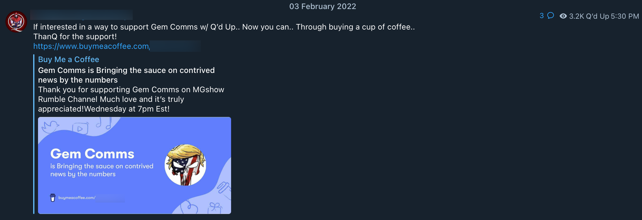 GemComms Buy Me A Coffee