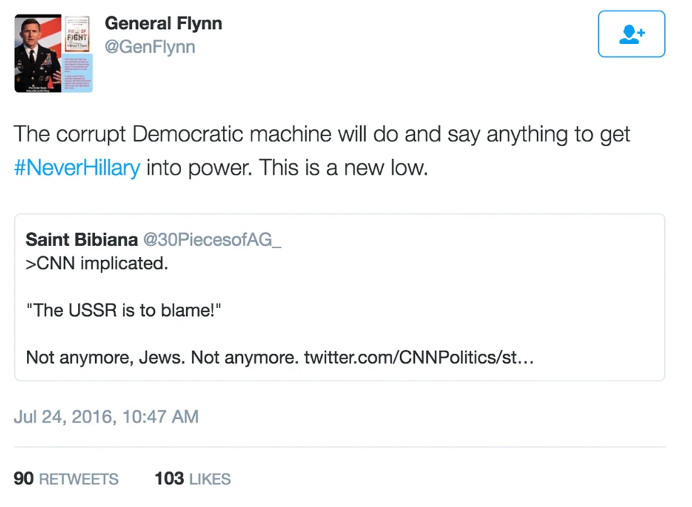 Michael Flynn antisemitic tweet