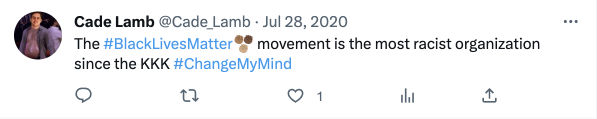 The #BlackLivesMatter movement is the most racist organization since the KKK #ChangeMyMind