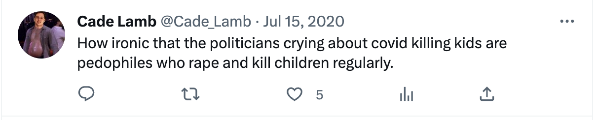 How ironic that the politicians crying about covid killing kids are pedophiles who rape and kill children regularly.