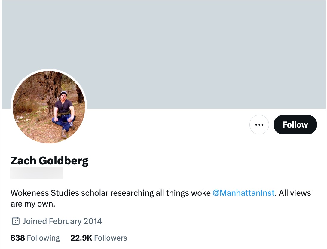 Goldberg Twitter bio: "wokeness scholar"