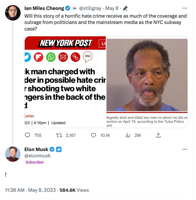 Ian Mile Cheong claiming there is anti-white bias
