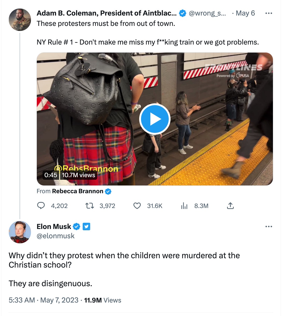 Musk: Why didn’t they protest when the children were murdered at the Christian school?