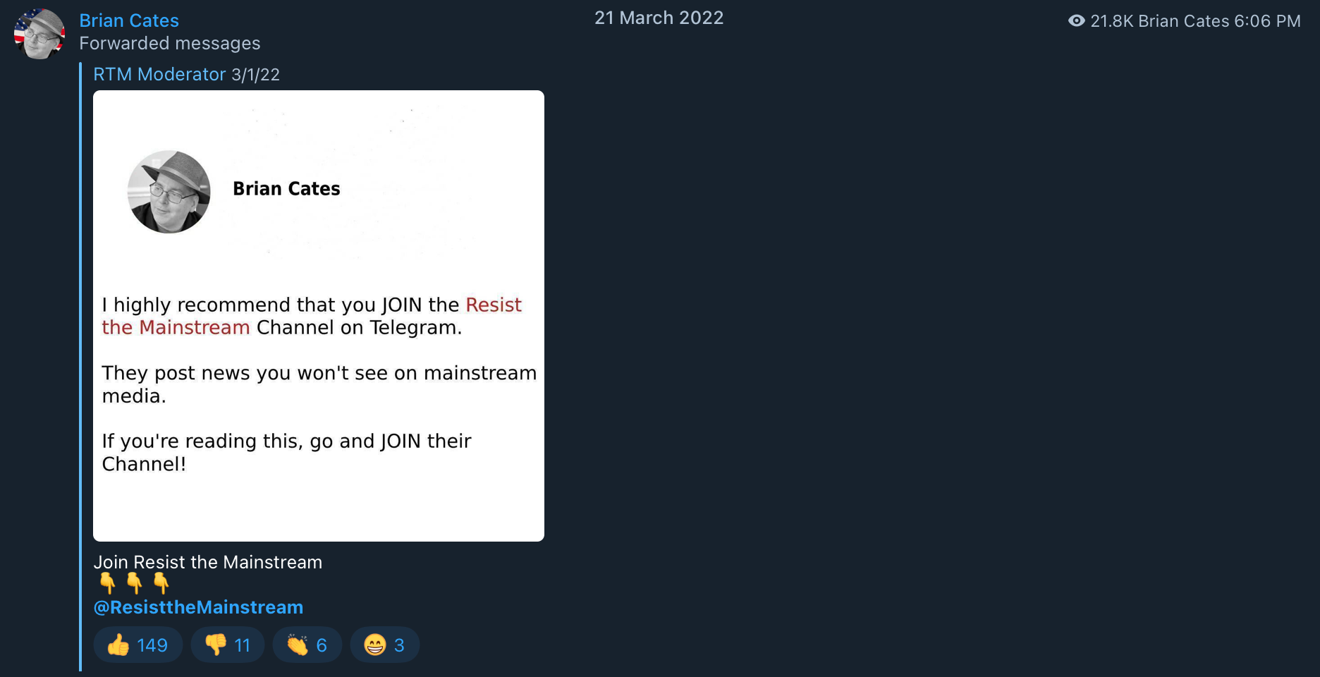 Brian Cates RTM promotion