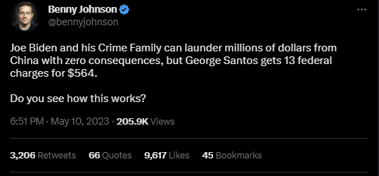 Benny Johnson tweet about George Santos