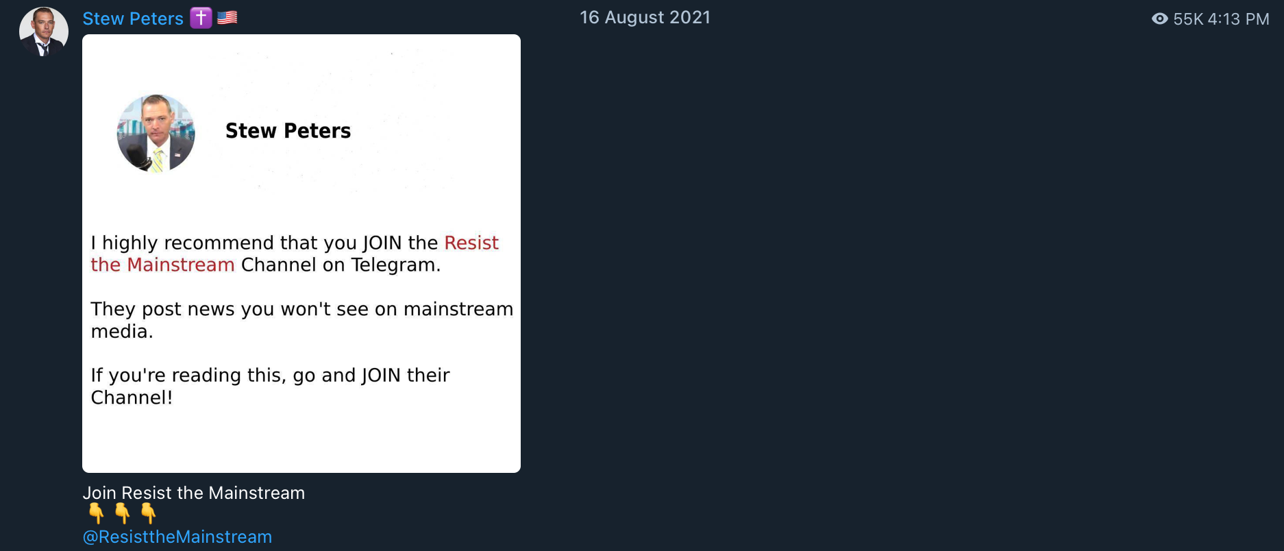 Stew Peters RTM promotion