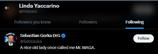 Linda Yaccarino Twitter Following 10