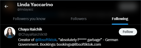 Linda Yaccarino Twitter Following 3