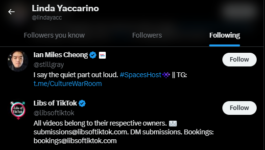 Linda Yaccarino Twitter Following 4
