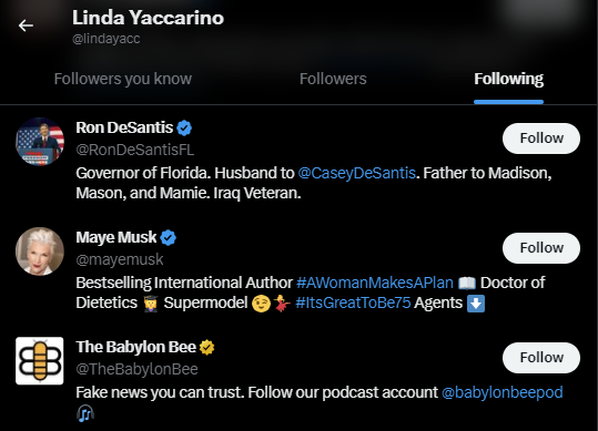 Linda Yaccarino Twitter Following 15