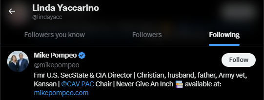 Linda Yaccarino Twitter Following 28