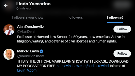 Linda Yaccarino Twitter Following 31