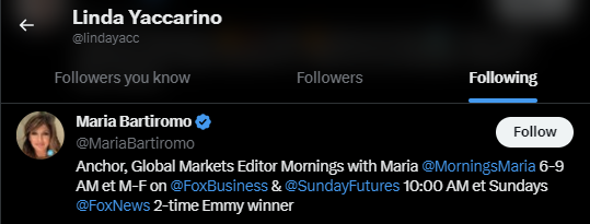 Linda Yaccarino Twitter Following 32