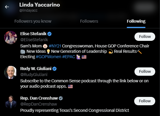 Linda Yaccarino Twitter Following 34