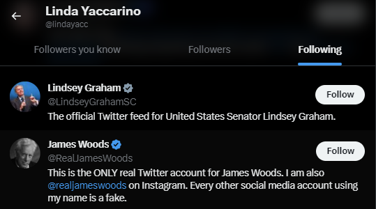 Linda Yaccarino Twitter Following 42