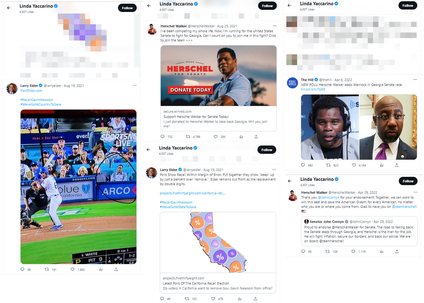 Screenshots of tweets liked by Yaccarino