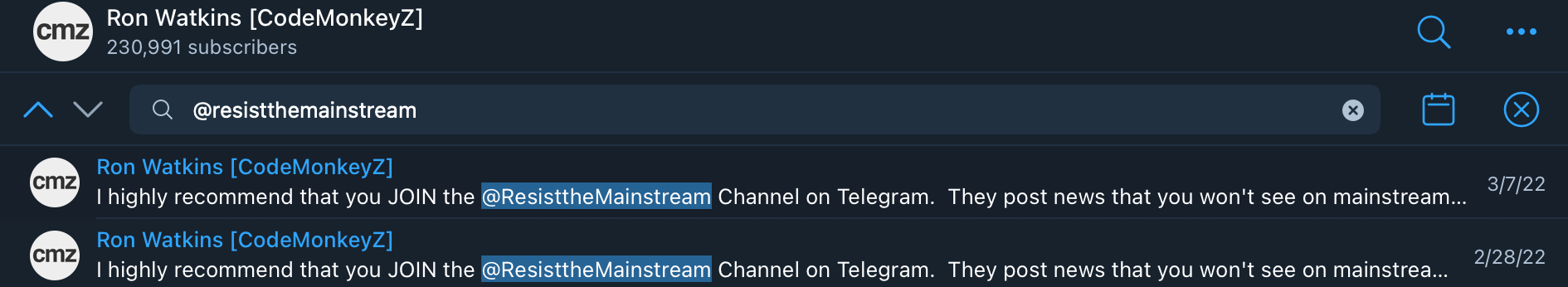 Ron Watkins RTM promotions