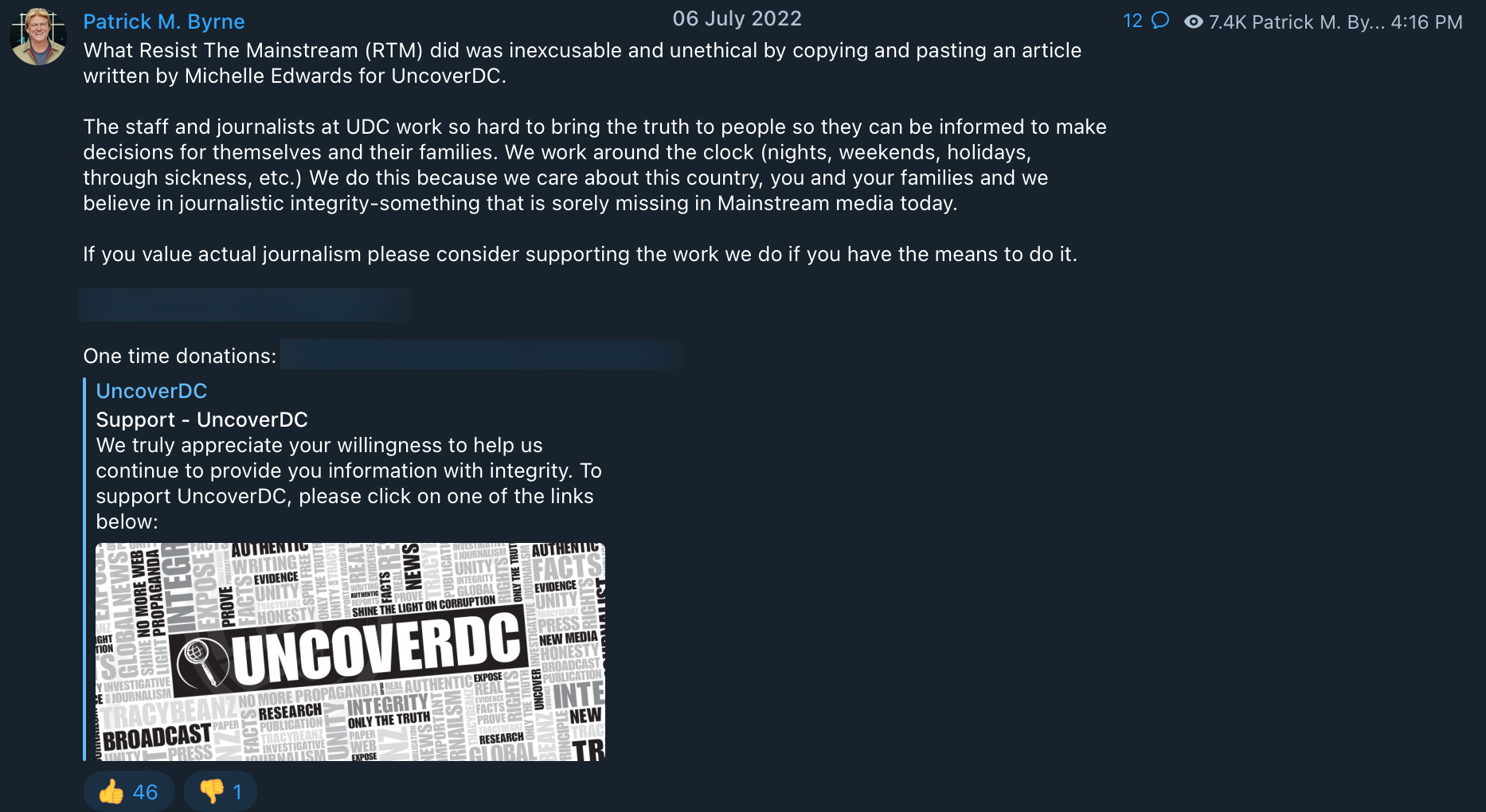 Patrick Byrne RTM criticism