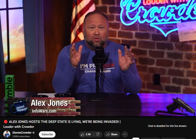 Crowder YouTube Alex Jones Infowars nameplate graphic