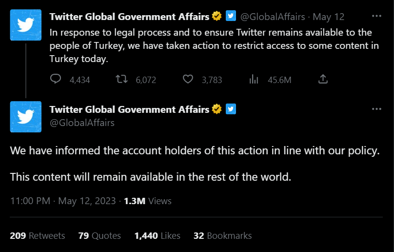 Twitter thread explaining Turkish censorship