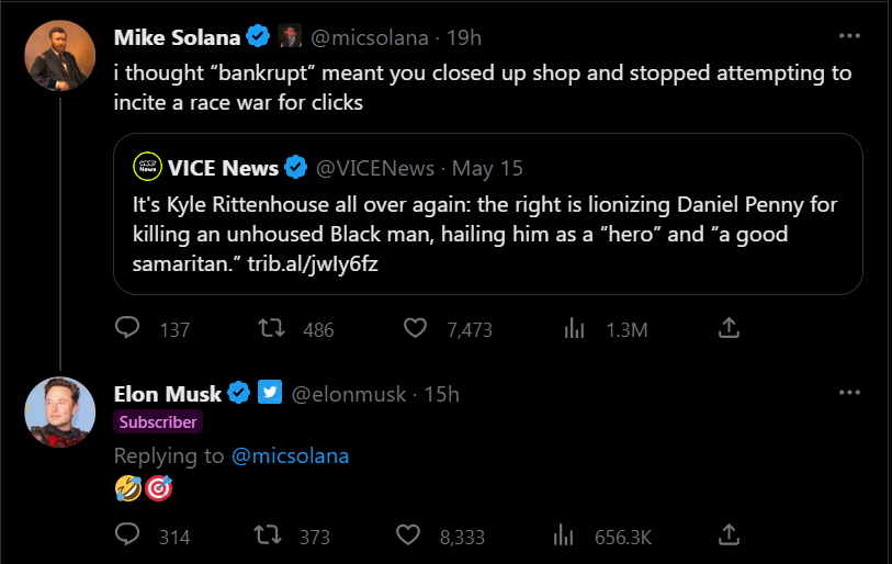 Musk race war tweet