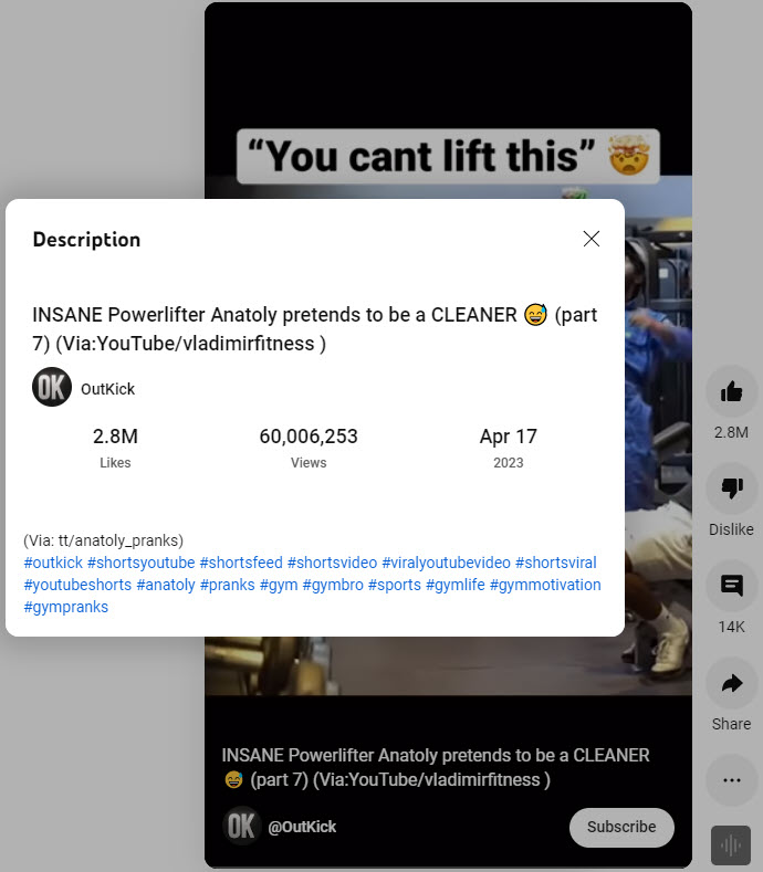 description from OutKick's top preforming YouTube short on May 17, 2023