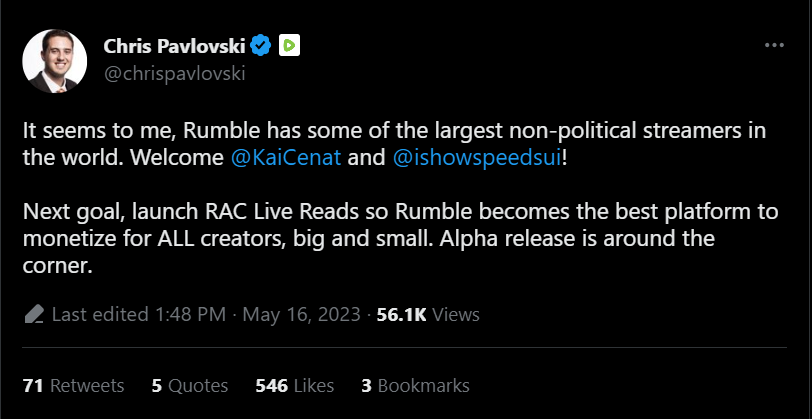 Pavlovski tweet welcoming Cenat and Watkins