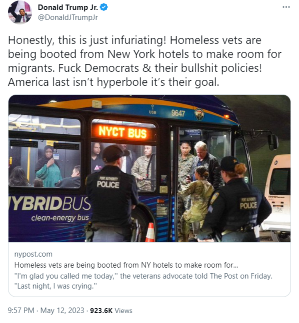 Honestly, this is just infuriating! Homeless vets are being booted from New York hotels to make room for migrants. Fuck Democrats & their bullshit policies! America last isn’t hyperbole it’s their goal.