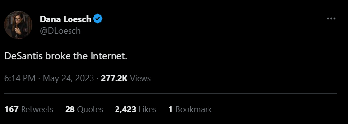 Loesch tweet saying DeSantis broke the internet
