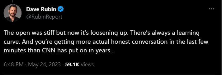 Dave Rubin tweet saying the DeSantis announcement got better