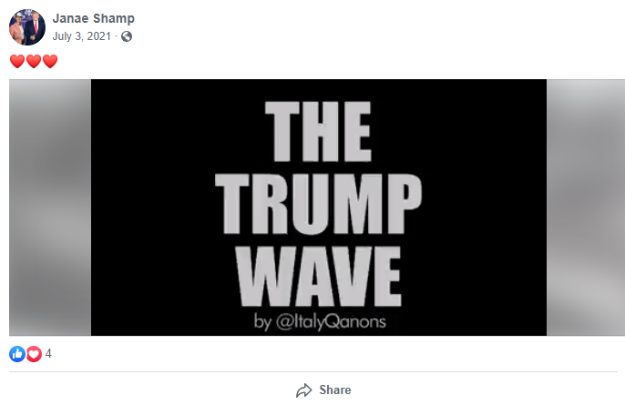 Janae Shamp shares ItalyQanons video