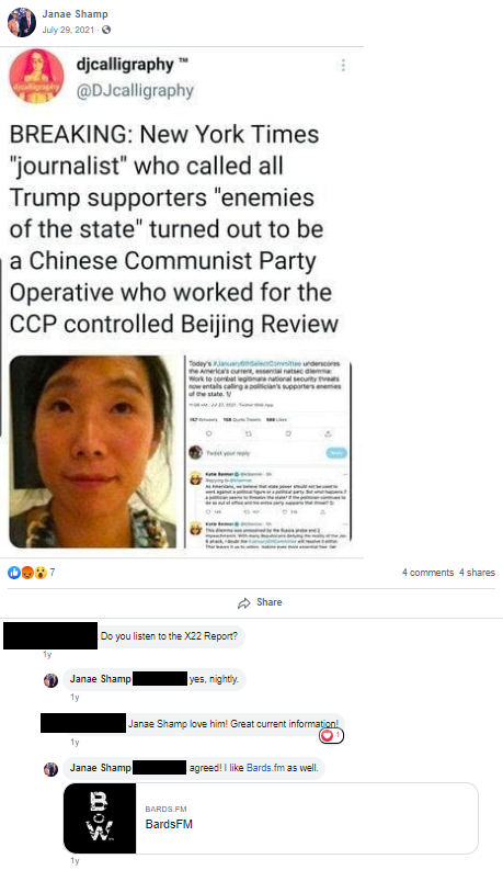 Janae Shamp QAnon shows