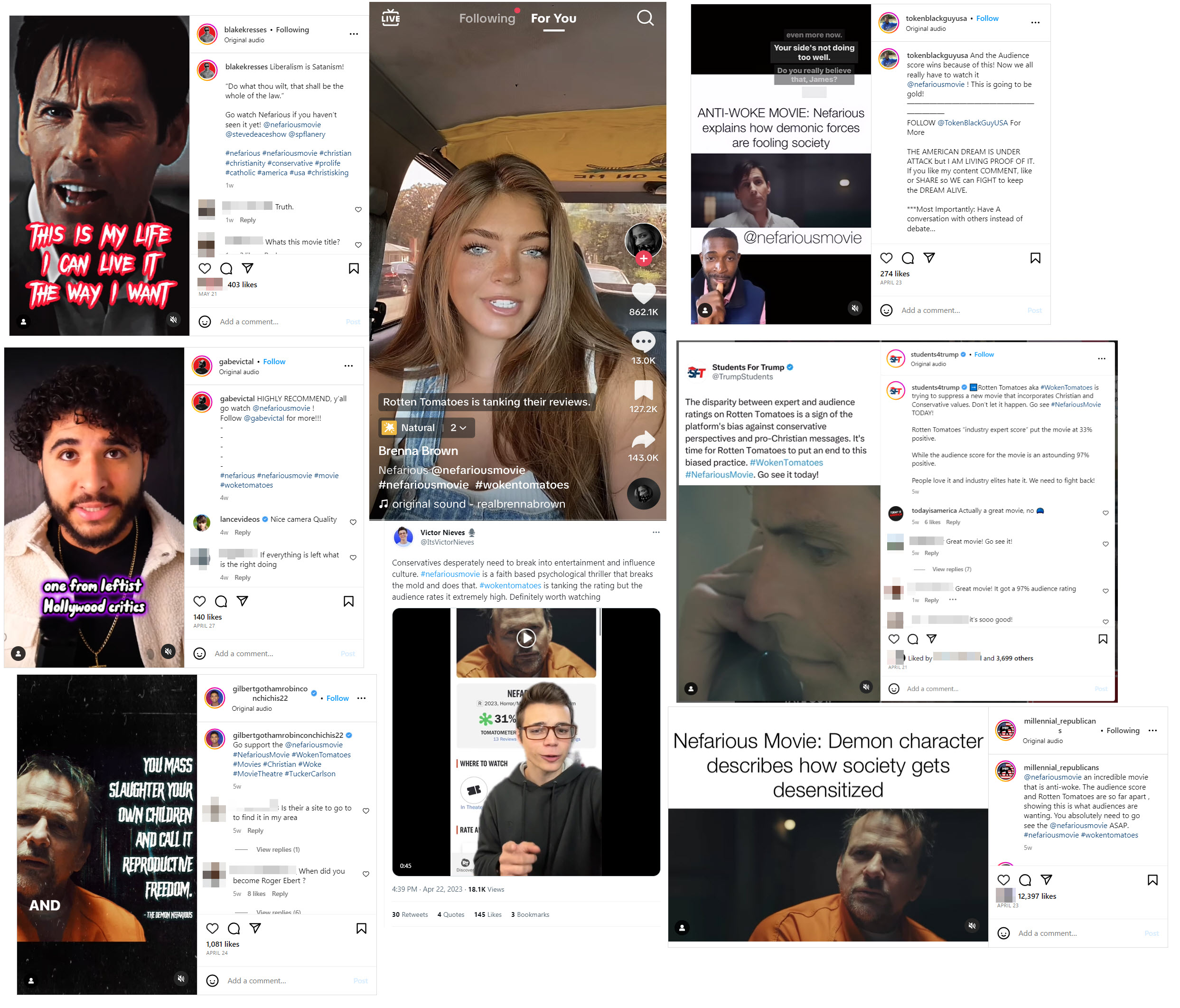 Screenshots of posts from Today is America associated influencers