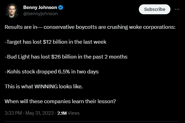 Benny Johnson Boycott Winning