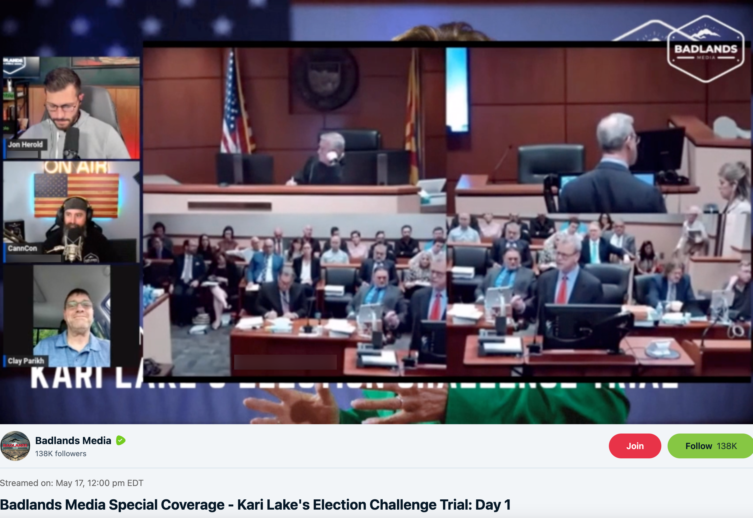 Badlands Media Kari Lake trial Clay Parikh1