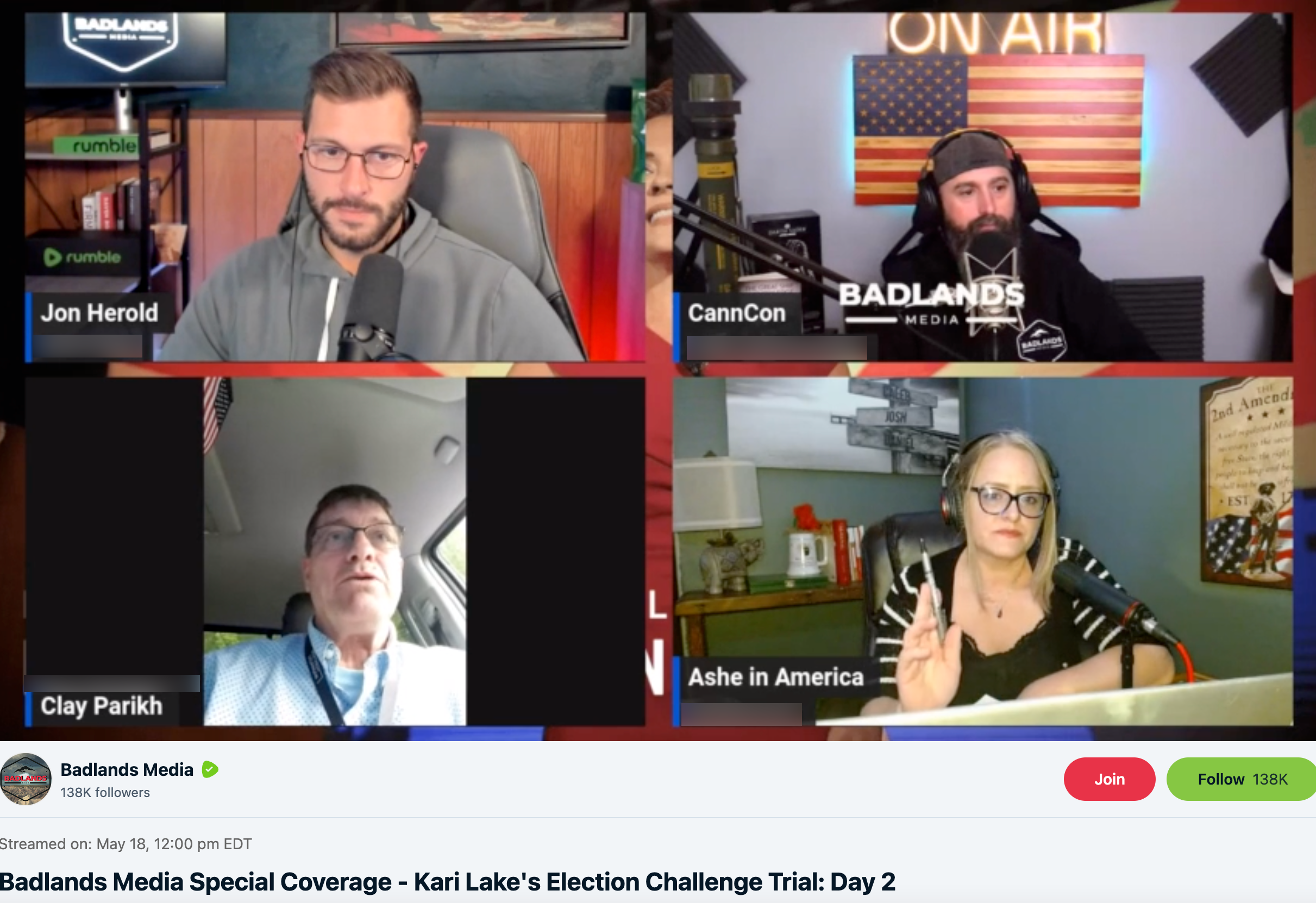 Badlands Media Kari Lake trial Clay Parikh2