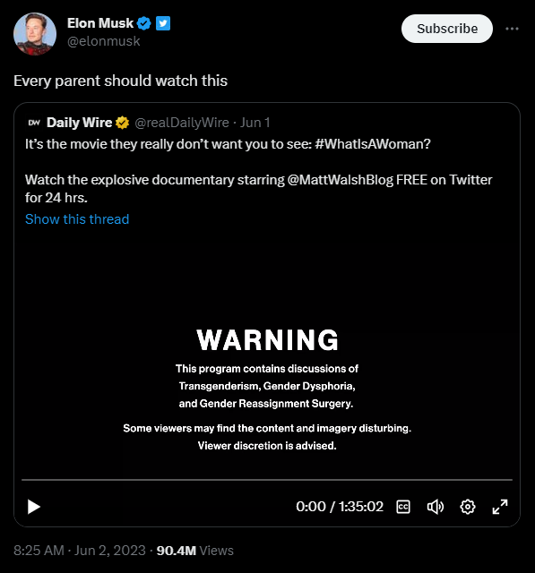 Elon Musk bumping What is a Woman
