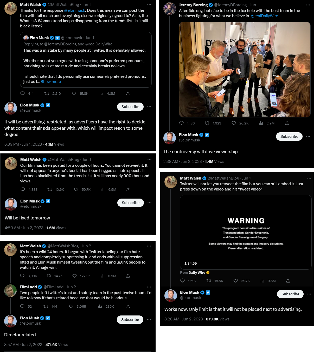 Musk / Matt Walsh WAIW tweets