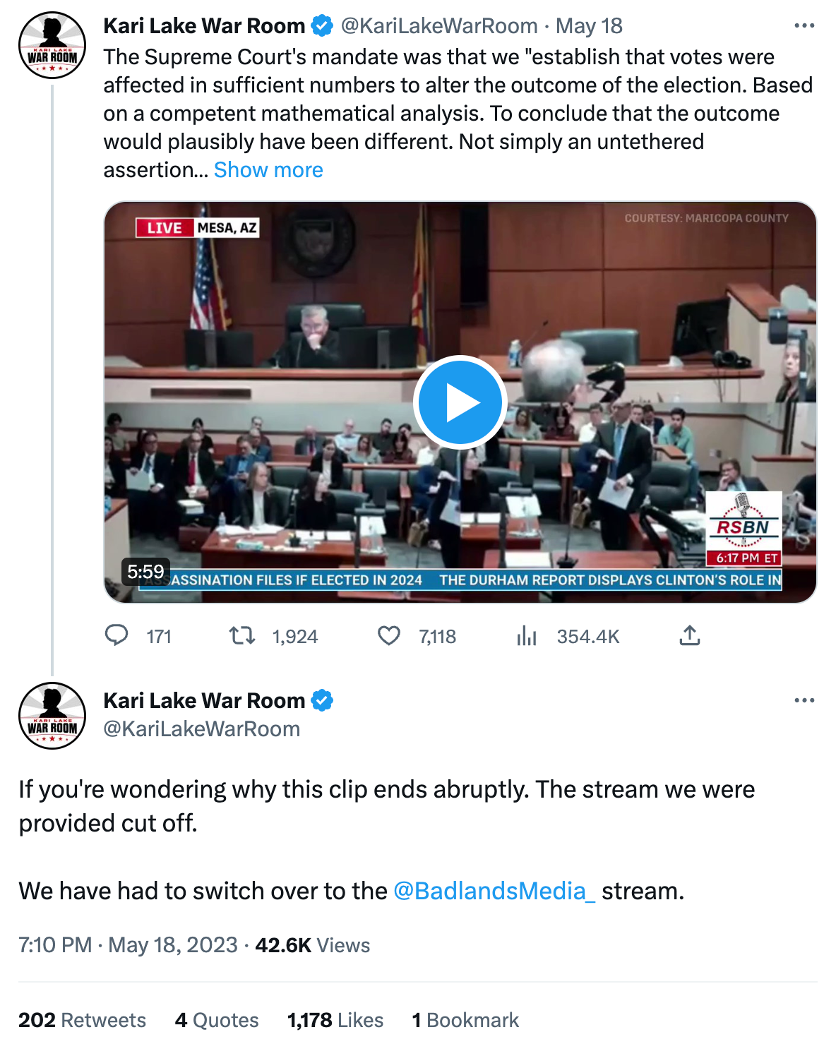 Kari Lake Badlands tweet