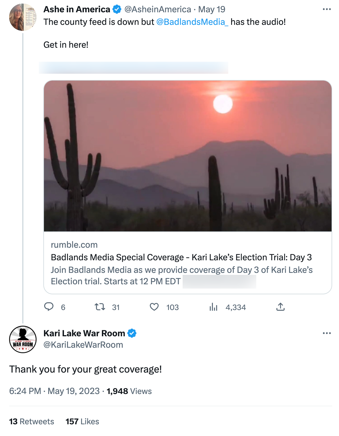 Kari Lake Badlands tweet2